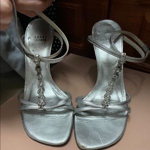 Silver Jeweled Stuart Weitzman Heels